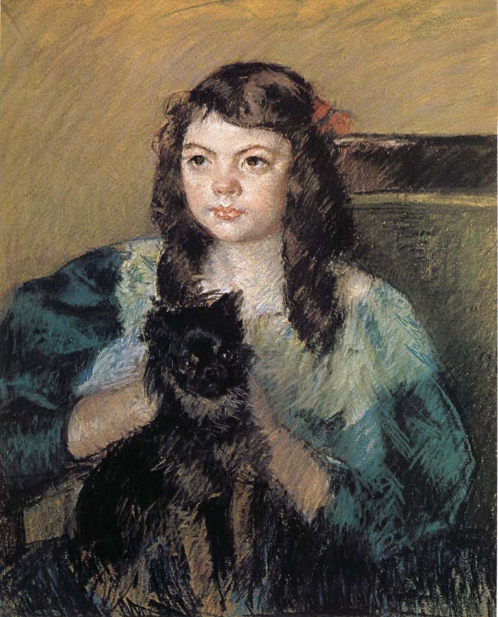 Mary Cassatt The girl holding the dog